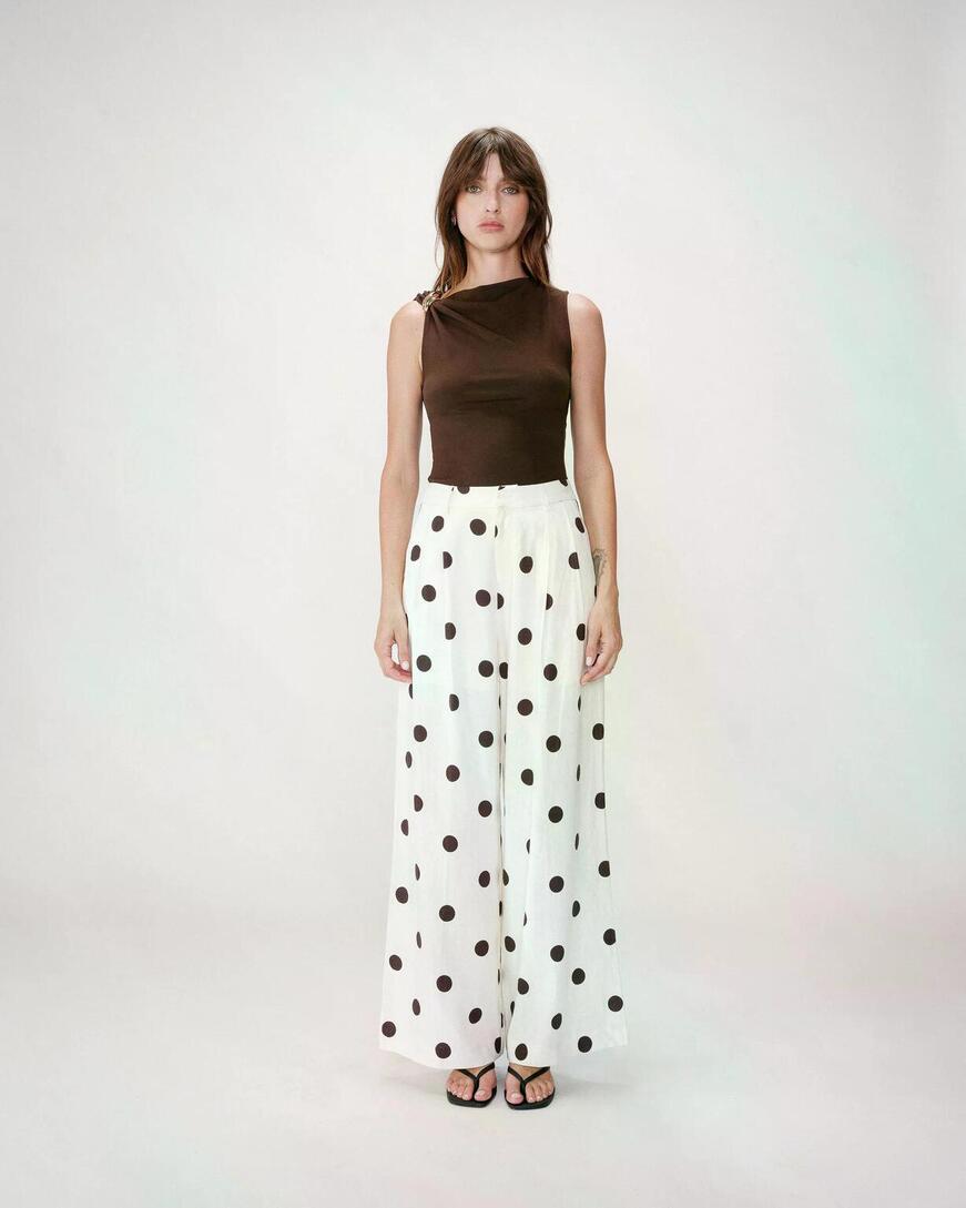 WIDE-LEG POLKA DOT PANTS ECRU WYNELL,S
