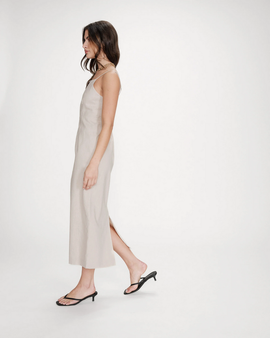 LONG LINEN DRESS SABLE VERANYS