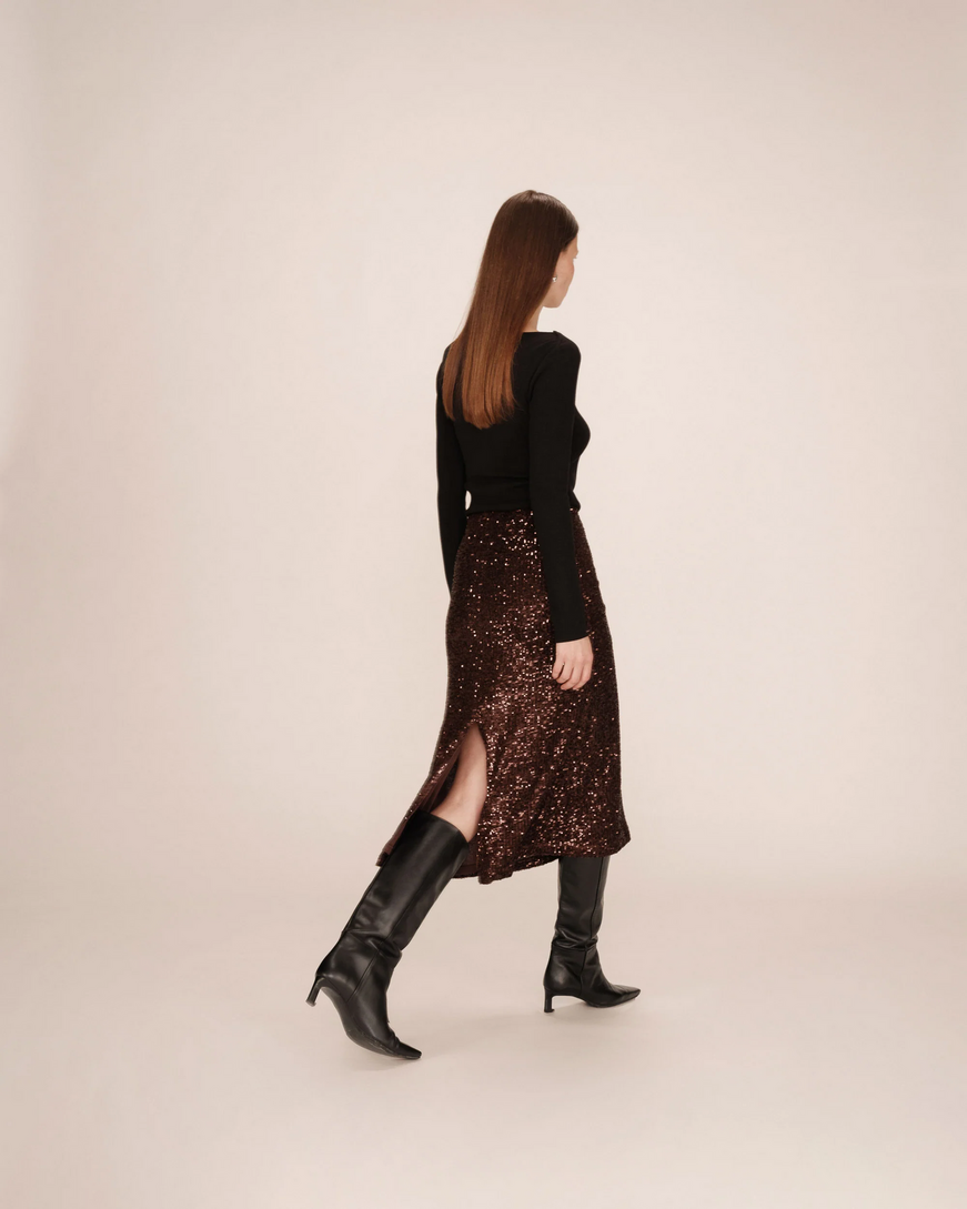 LONG SEQUIN SKIRT CHOCOLAT TAILANA GRACE&MILA