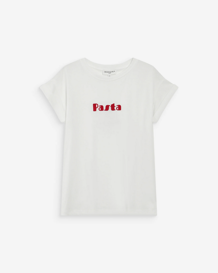 PRINTED MESSAGE T-SHIRT ROUGE VICO,S