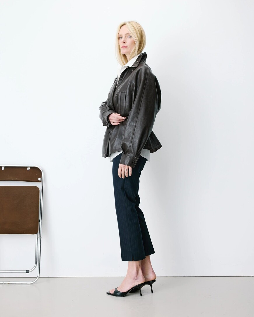 RELAXED FAUX-LEATHER JACKET CHOCOLAT AUBURN
