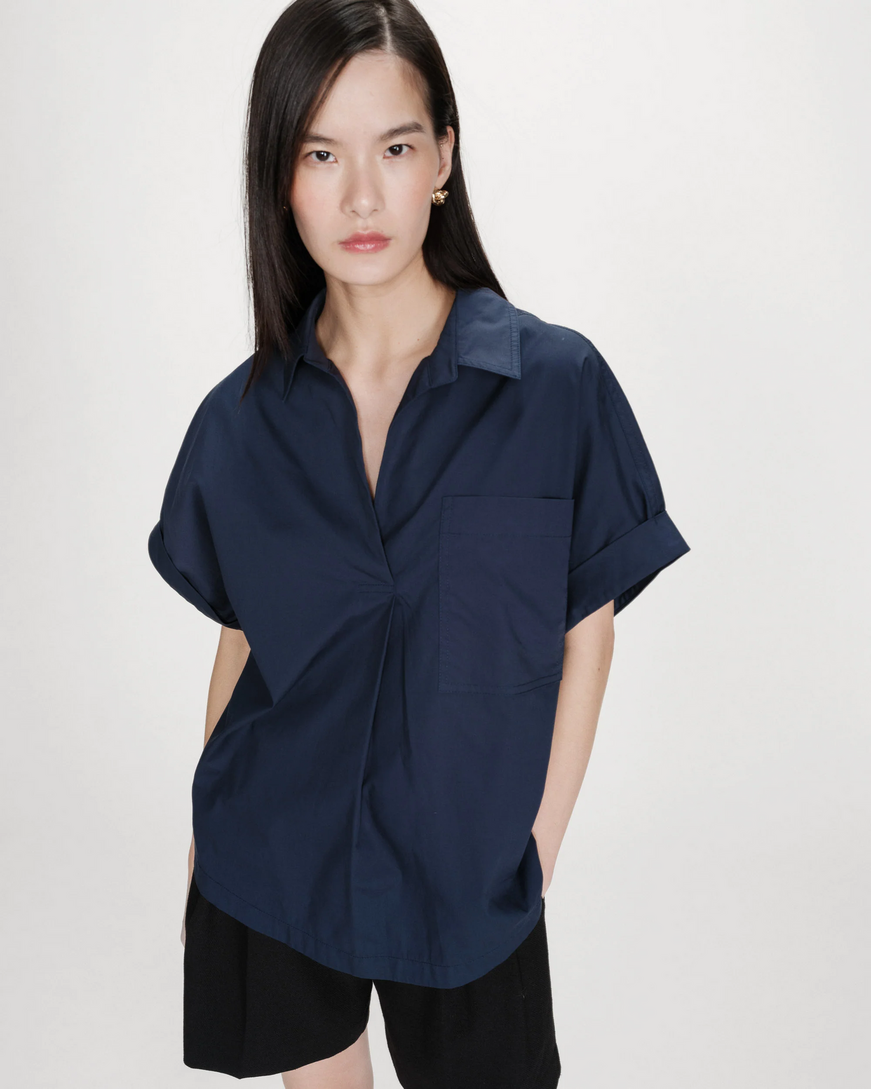 LOOSE COTTON BLOUSE MARINE VERSIGNY