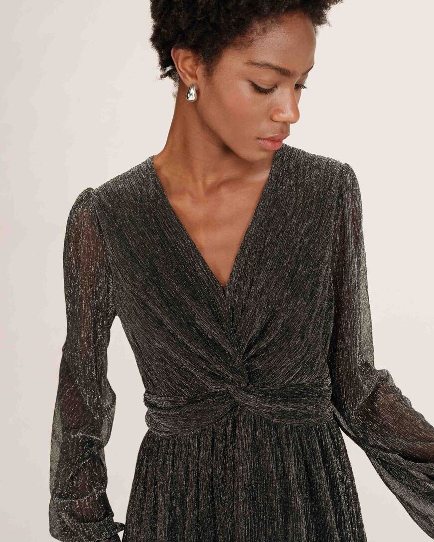 SHORT PLEATED LUREX DRESS ARGENT TESS GRACE&MILA