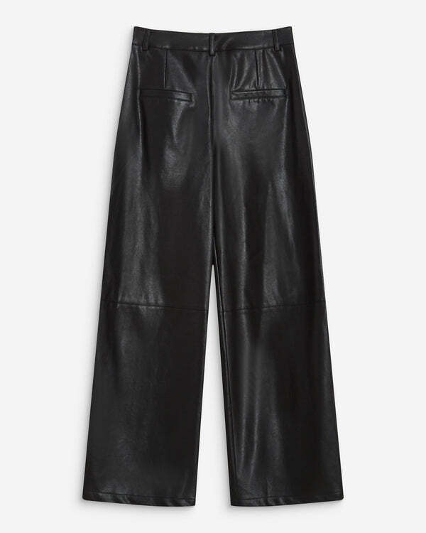 FAUX-LEATHER BARREL PANTS NOIR ALFIE