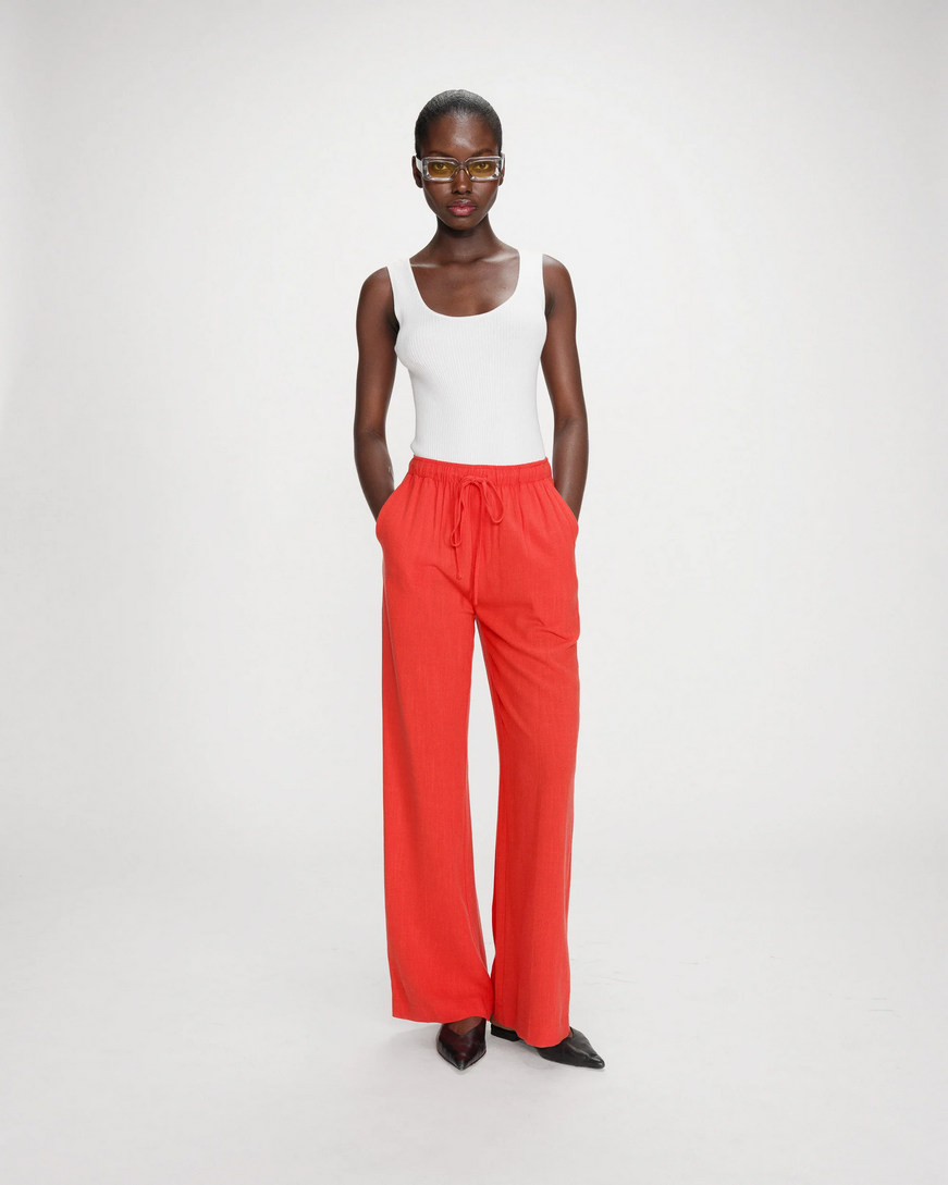 WIDE-LEG LINEN PANTS SANGUINE RAVEN