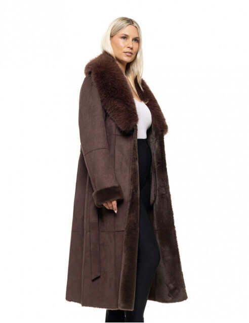LONG COAT WITH FAUX FUR BISTON
