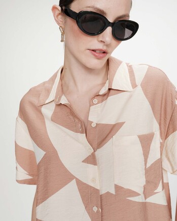 SHORT PRINTED SHIRT MOCHA VEIL