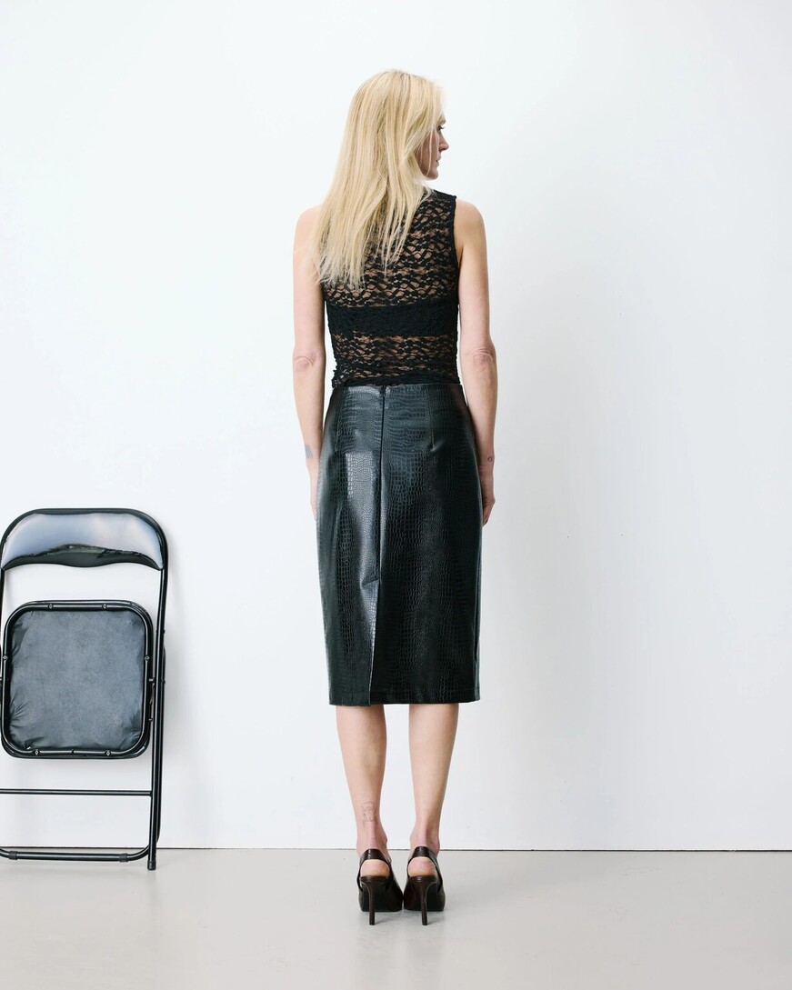 FAUX-LEATHER PENCIL SKIRT PYTHON ACACIA