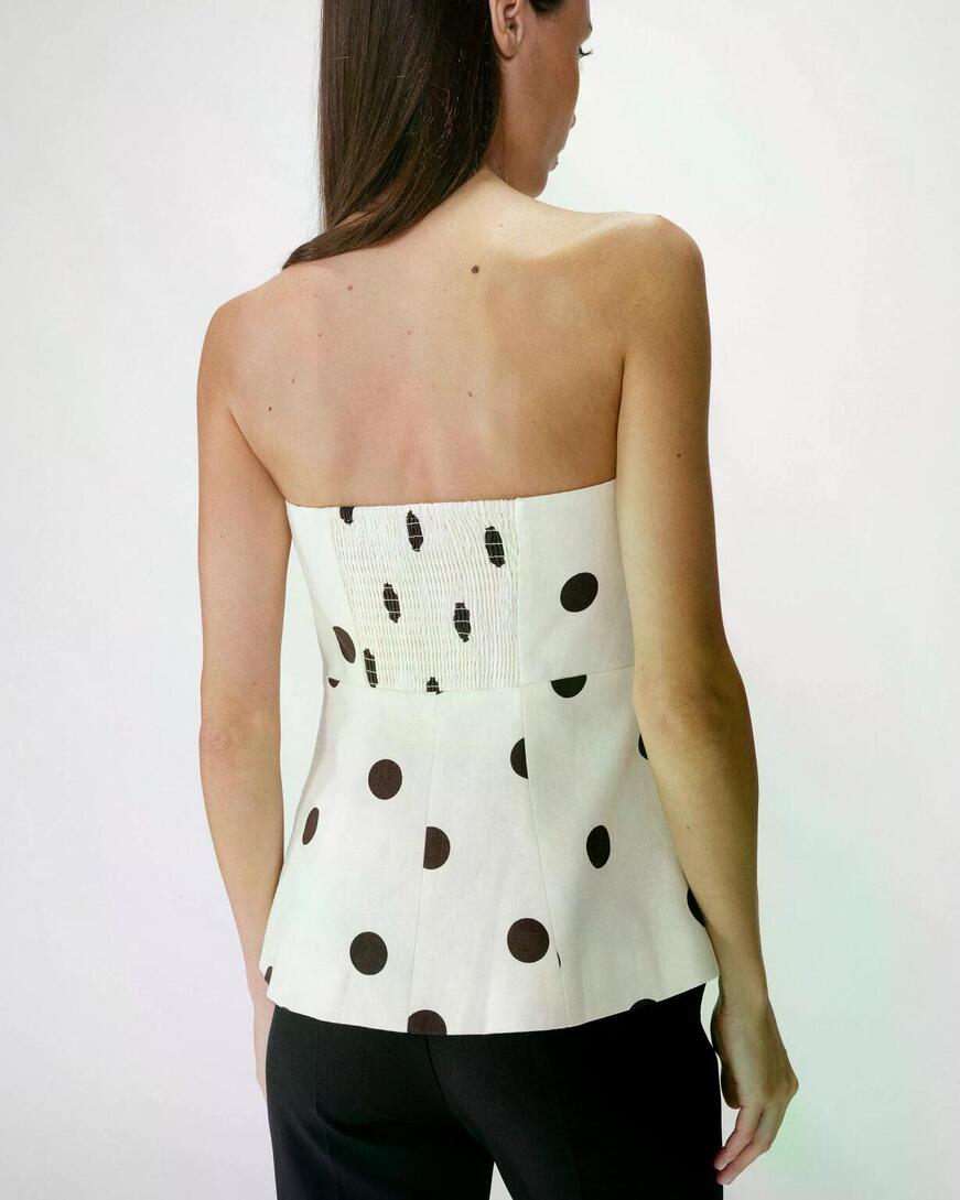 POLKA DOT PEPLUM BUSTIER ECRU WIXIE