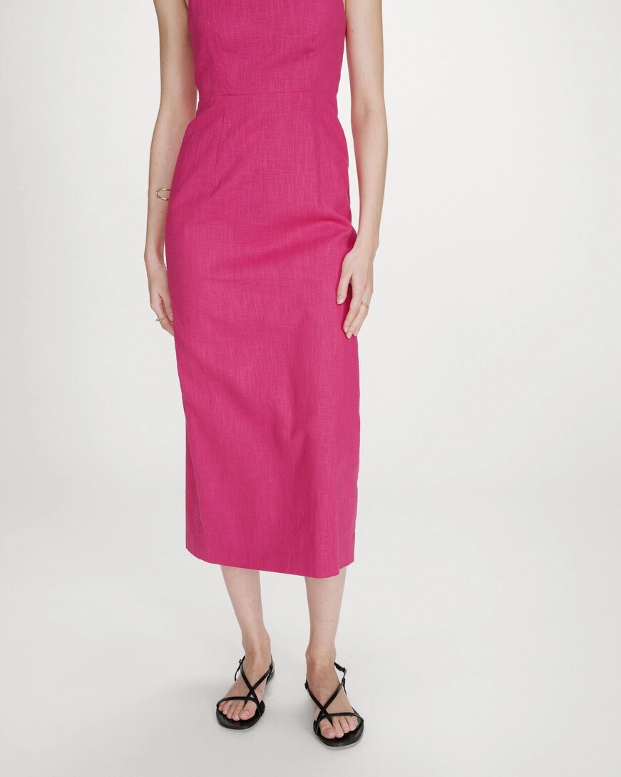 LONG LINEN DRESS FUCHSIA VERANYS