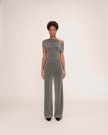 WIDE LUREX TROUSERS ARGENT TRUTH GRACE&MILA