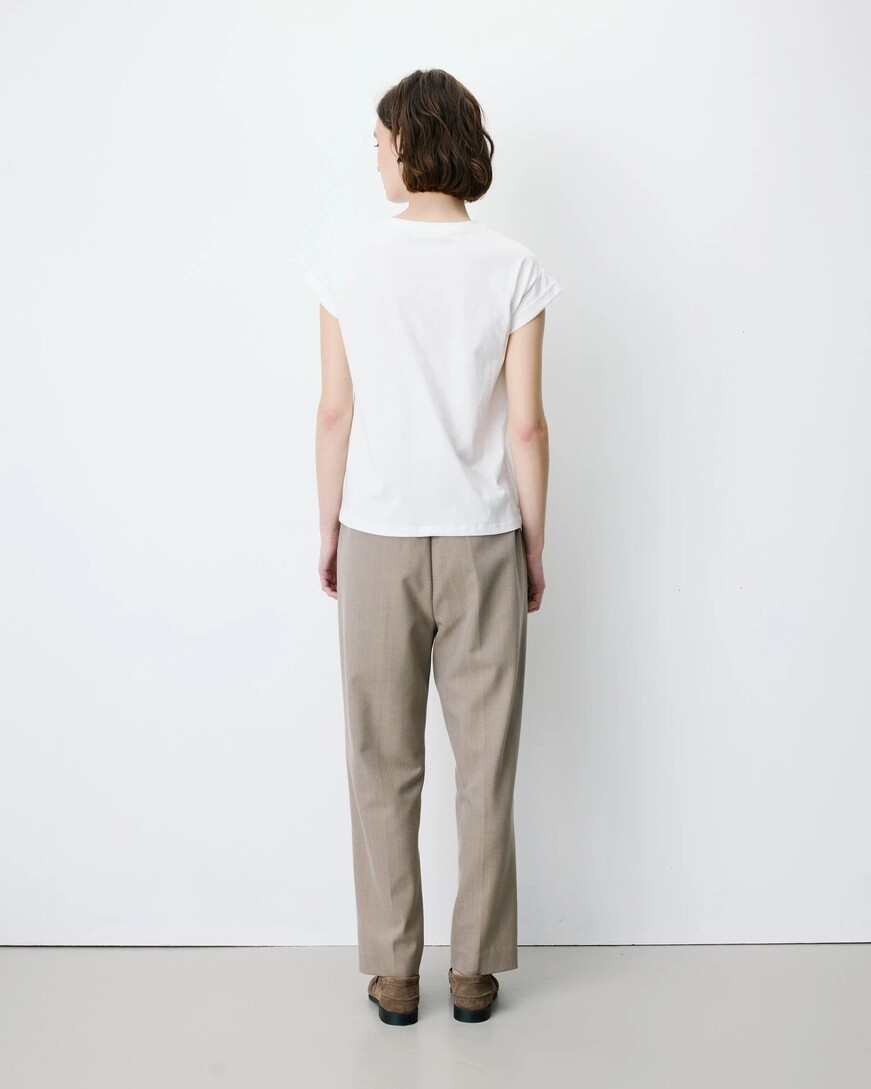ATLAS IVORY SHORT-SLEEVED COTTON T-SHIRT WITH LETTERING