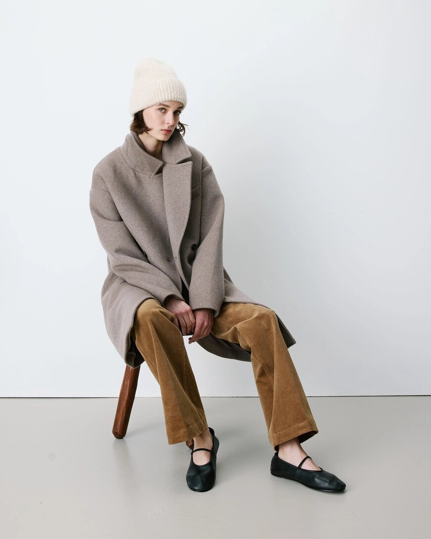 LONG DOUBLE-BREASTED COAT GREGE ALOIS