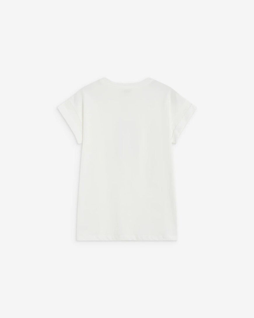 ATLAS IVORY SHORT-SLEEVED COTTON T-SHIRT WITH LETTERING