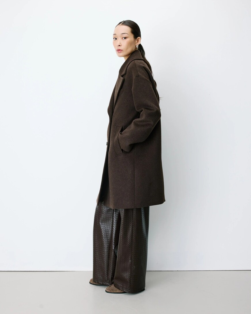 LONG DOUBLE-BREASTED COAT CHOCOLAT ALOIS
