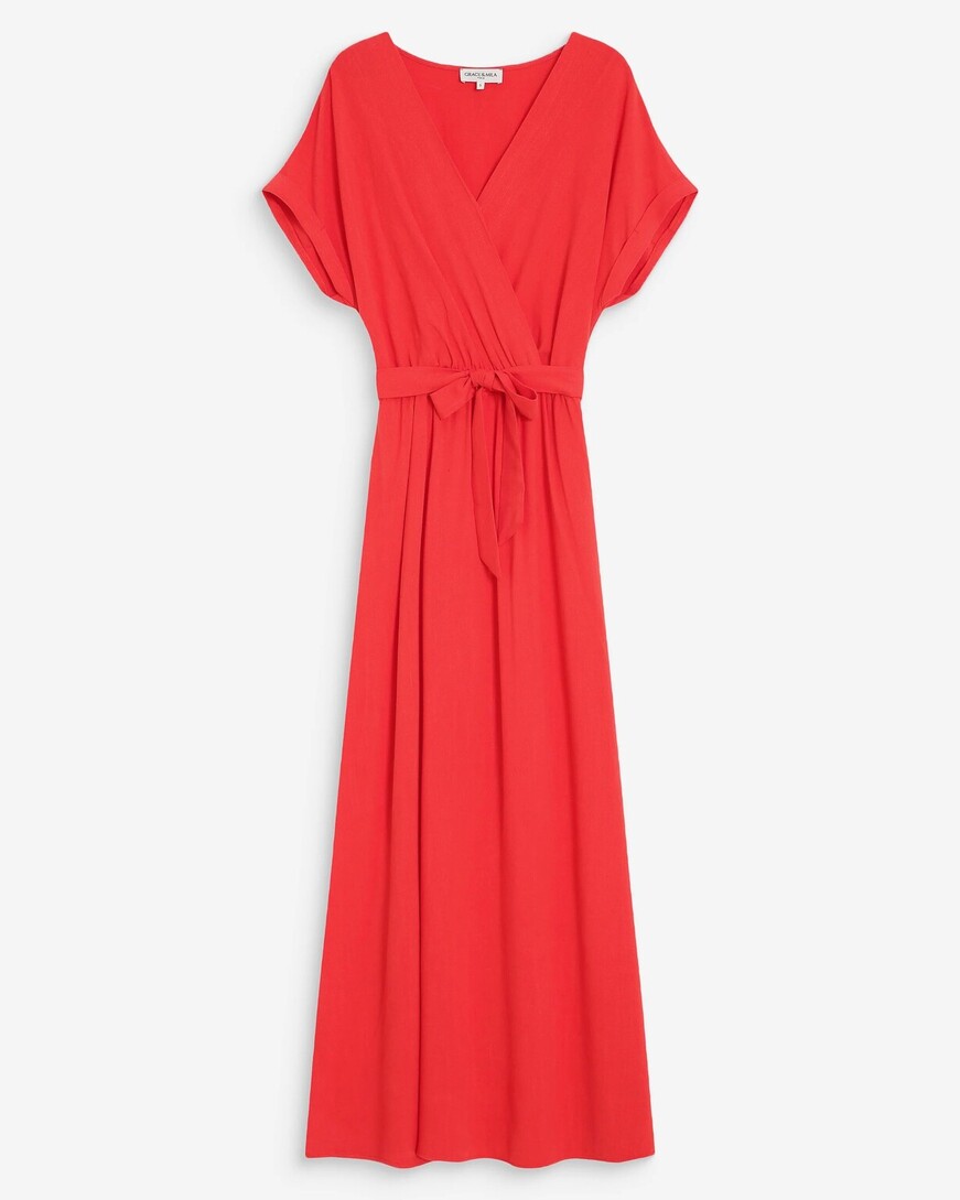 LONG WRAP DRESS SANGUINE POLLEN