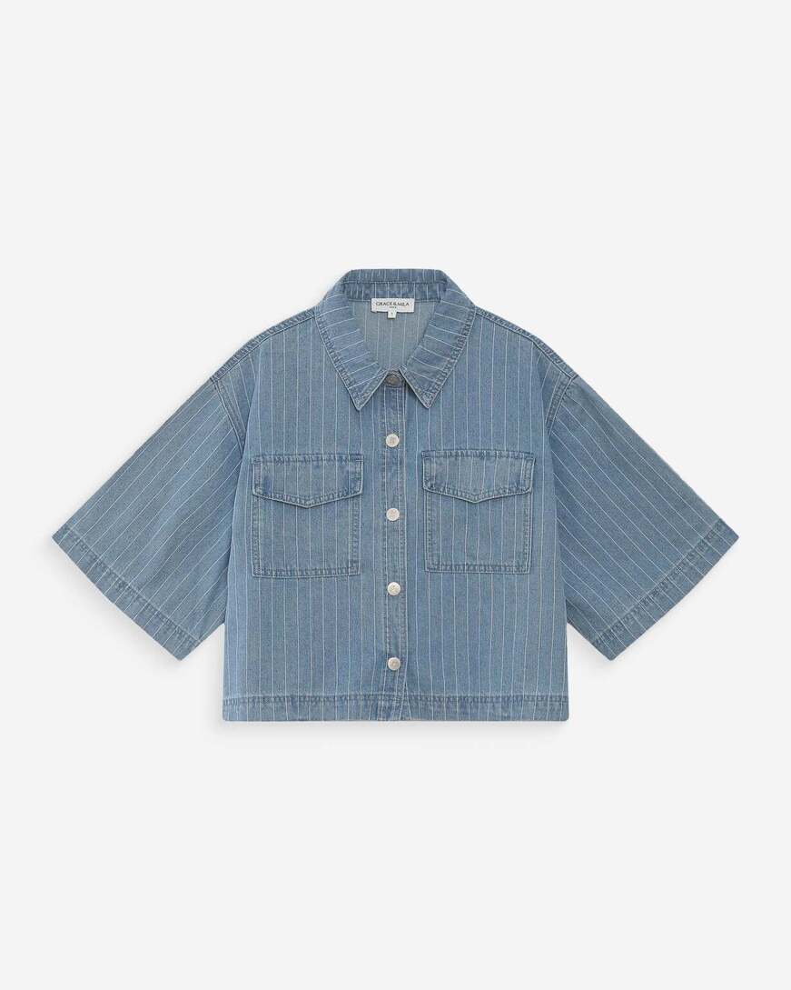 CROPPED DENIM SHIRT STRIPEDBLUE VITA
