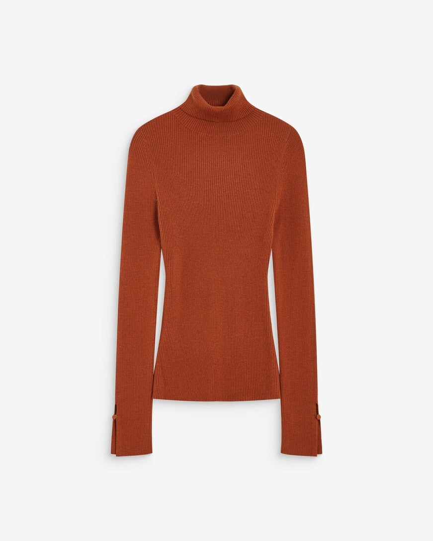 FITTED TURTLENECK SWEATER COFFE ALFRED