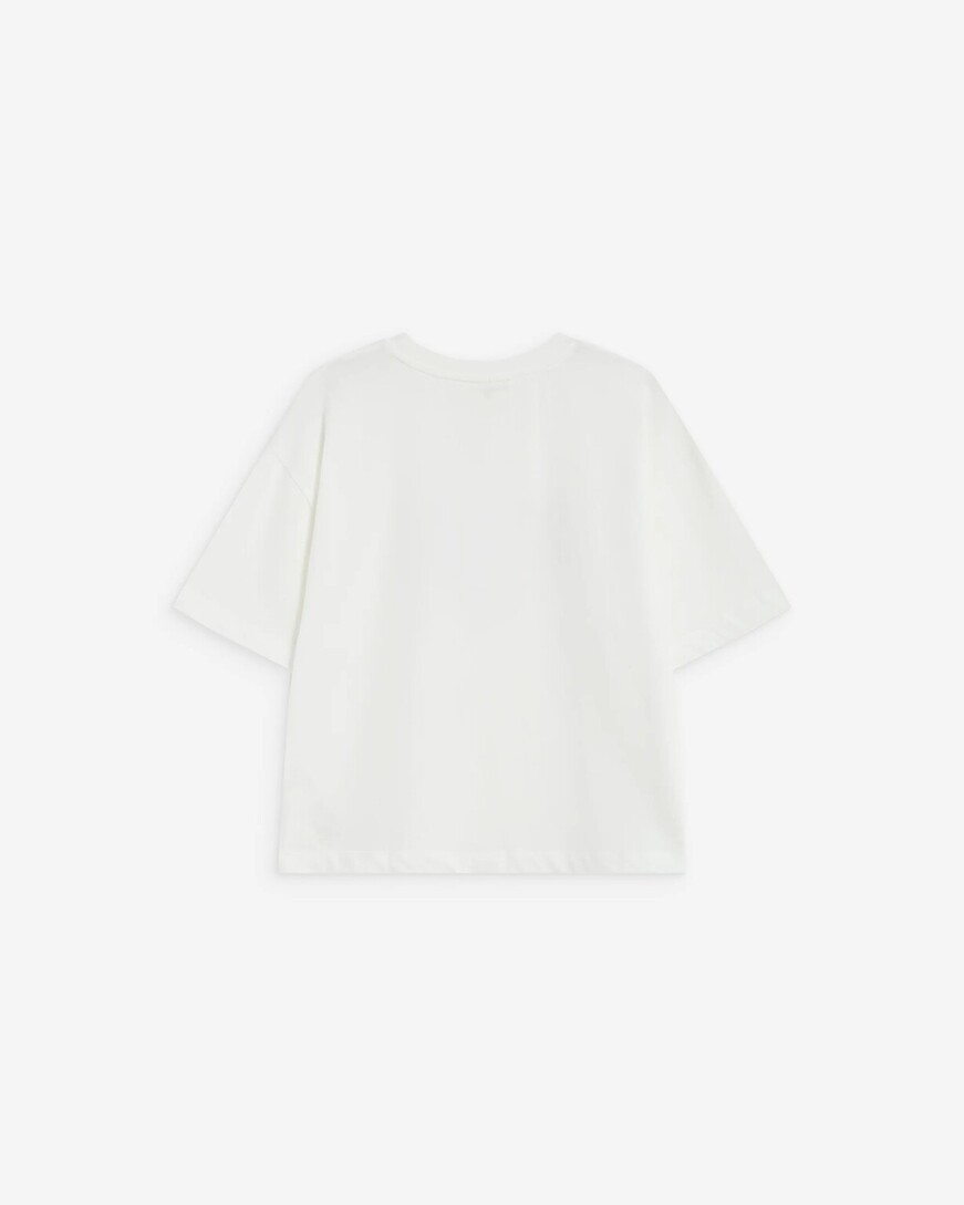 IVORY SHORT-SLEEVED COTTON T-SHIRT WITH LETTERING ANIS