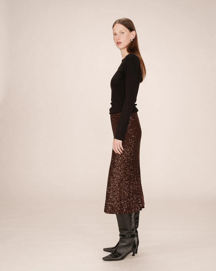LONG SEQUIN SKIRT CHOCOLAT TAILANA GRACE&MILA