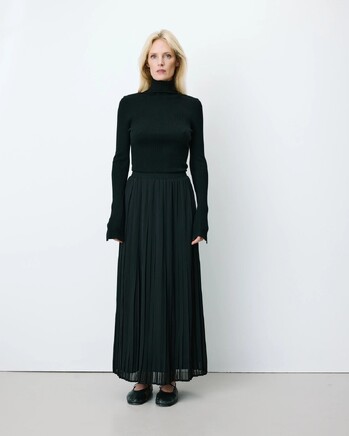 PLATED MAXI SKIRT NOIR ANISSA