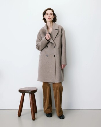 LONG DOUBLE-BREASTED COAT GREGE ALOIS