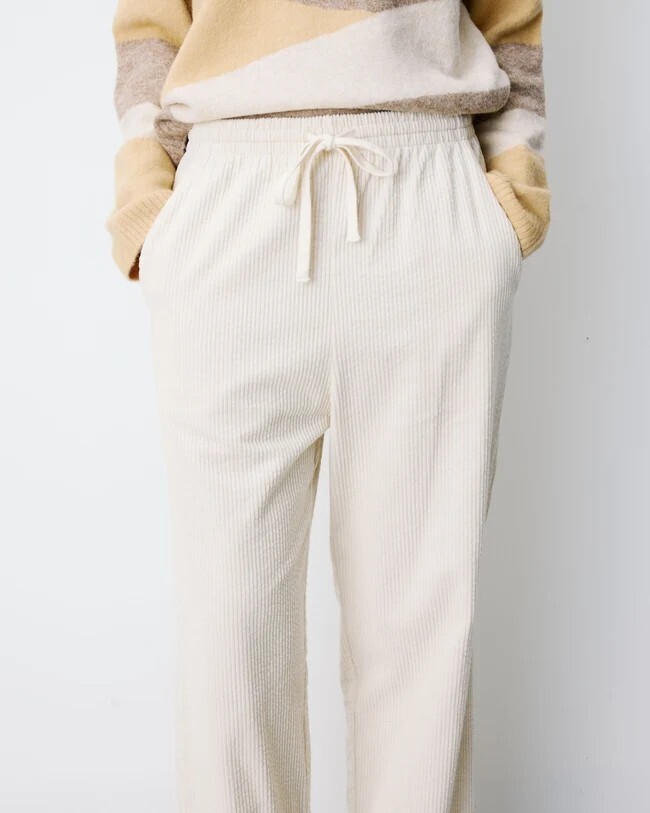 CORDUROY PANTS WITH ADJUSTABLE WAIST ECRU LIBERTY