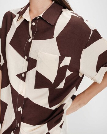 SHORT PRINTED SHIRT CHOCOLAT VEIL