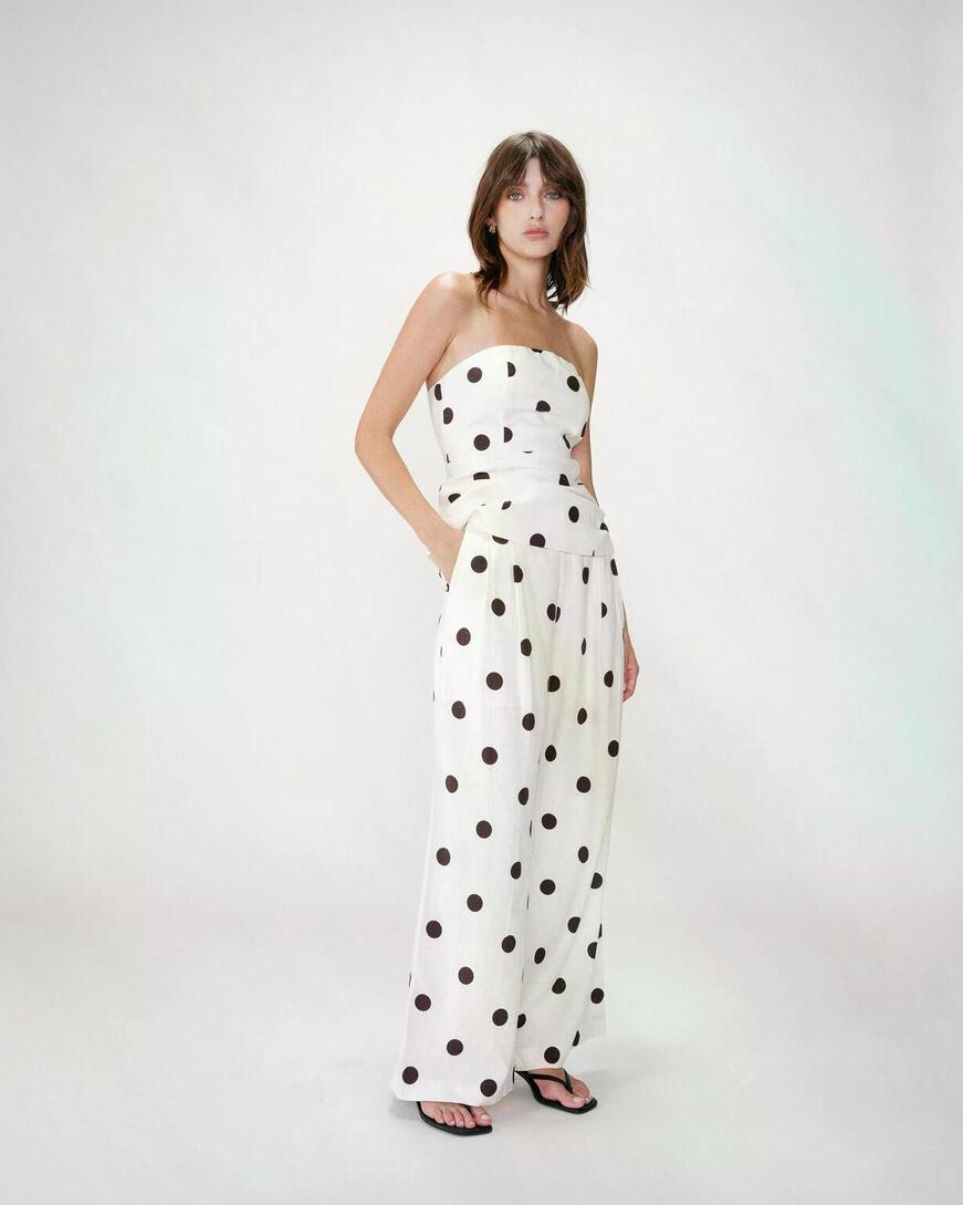 WIDE-LEG POLKA DOT PANTS ECRU WYNELL,S