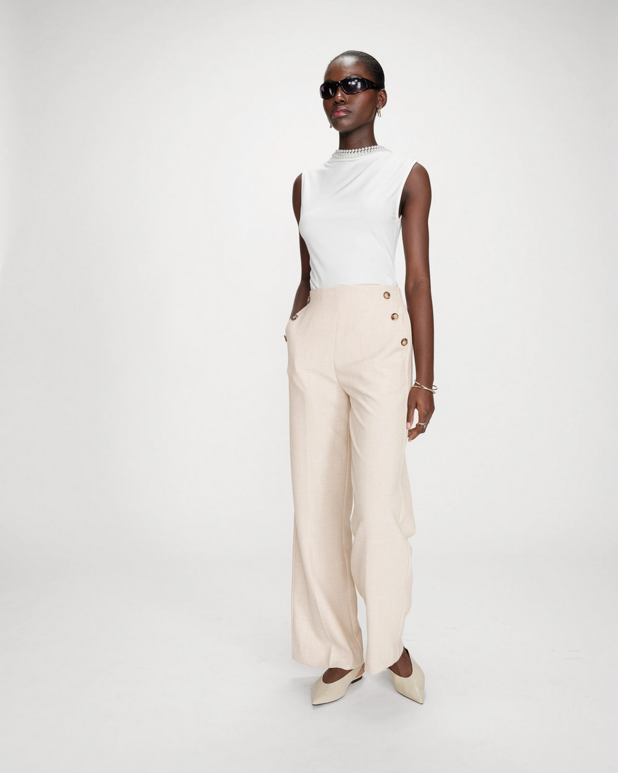 STRAIGHT TAILORED TROUSERS SABLE VALIGNY