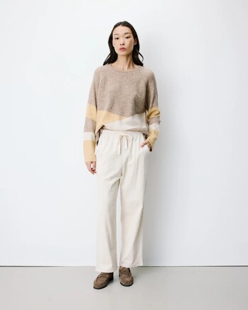 CORDUROY PANTS WITH ADJUSTABLE WAIST ECRU LIBERTY
