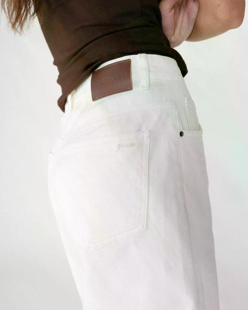 HIGH-WEISTED LONG DENIM BERMUDA ECRU WILL,30