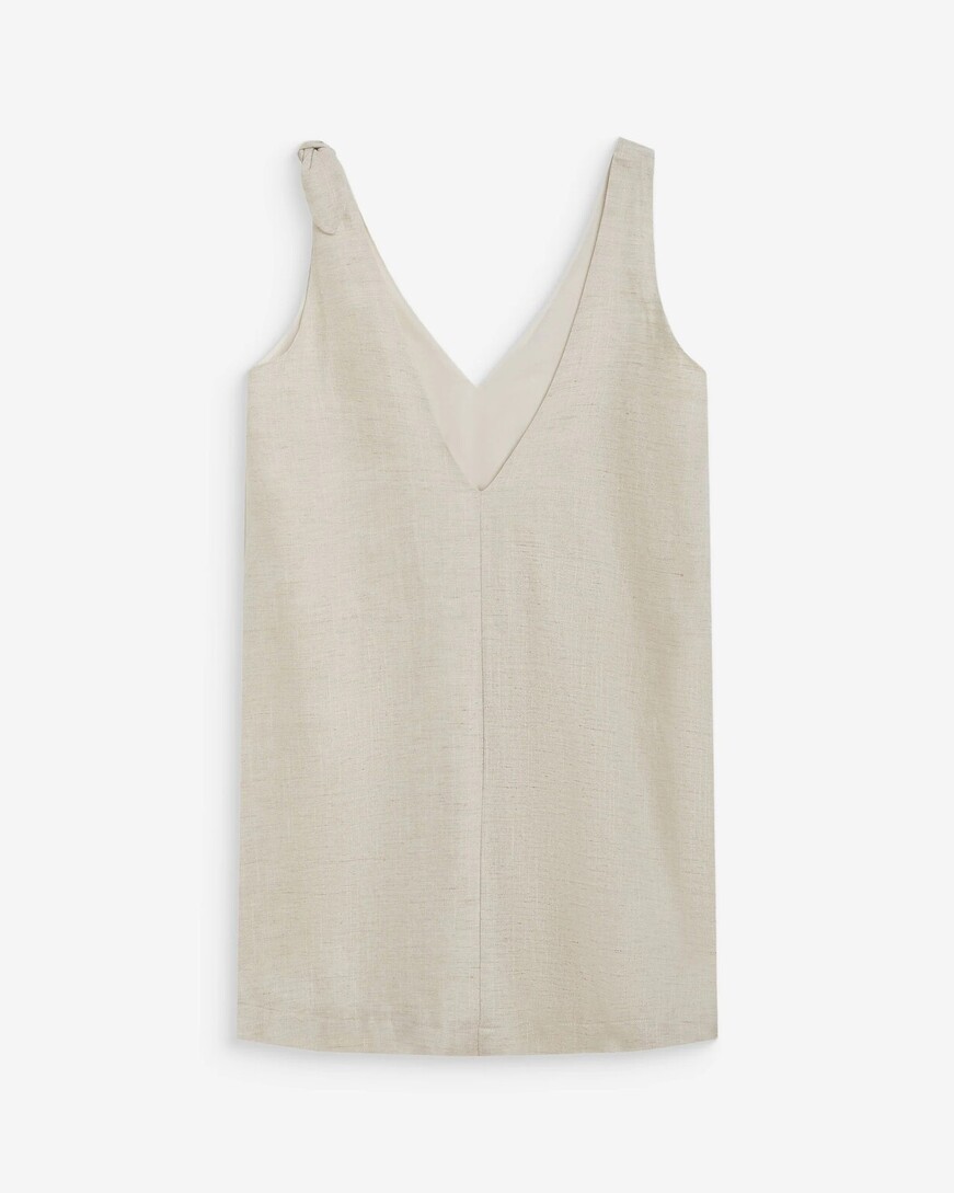 FLARED SHORT LINEN DRESS WITH V-NECK SABLE WYNETTE,M