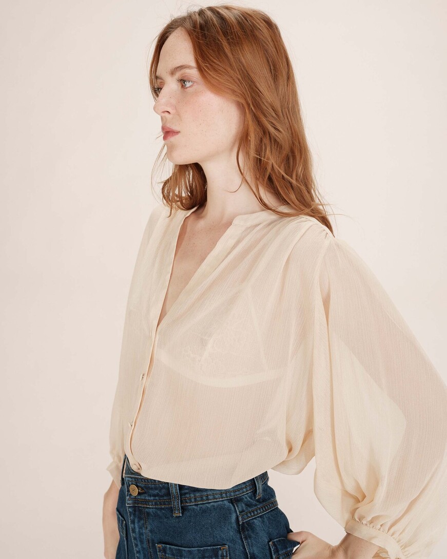 SHEER LUREX BLOUSE VANILLE TARZY GRACE&MILA,L
