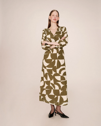 SHORT GRAPHIC DRESS OLIVE SHELLY