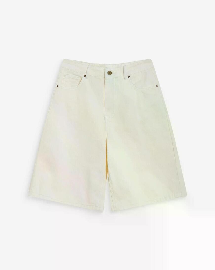 HIGH-WEISTED LONG DENIM BERMUDA ECRU WILL,30