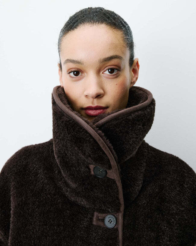 BUTTONED FAUX-FUR COAT CHOCOLAT AMELIO