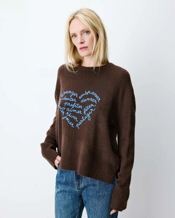 CREW-NECK SWEATER WITH EMBROIDERED TEXT IVOIRE AUBIN