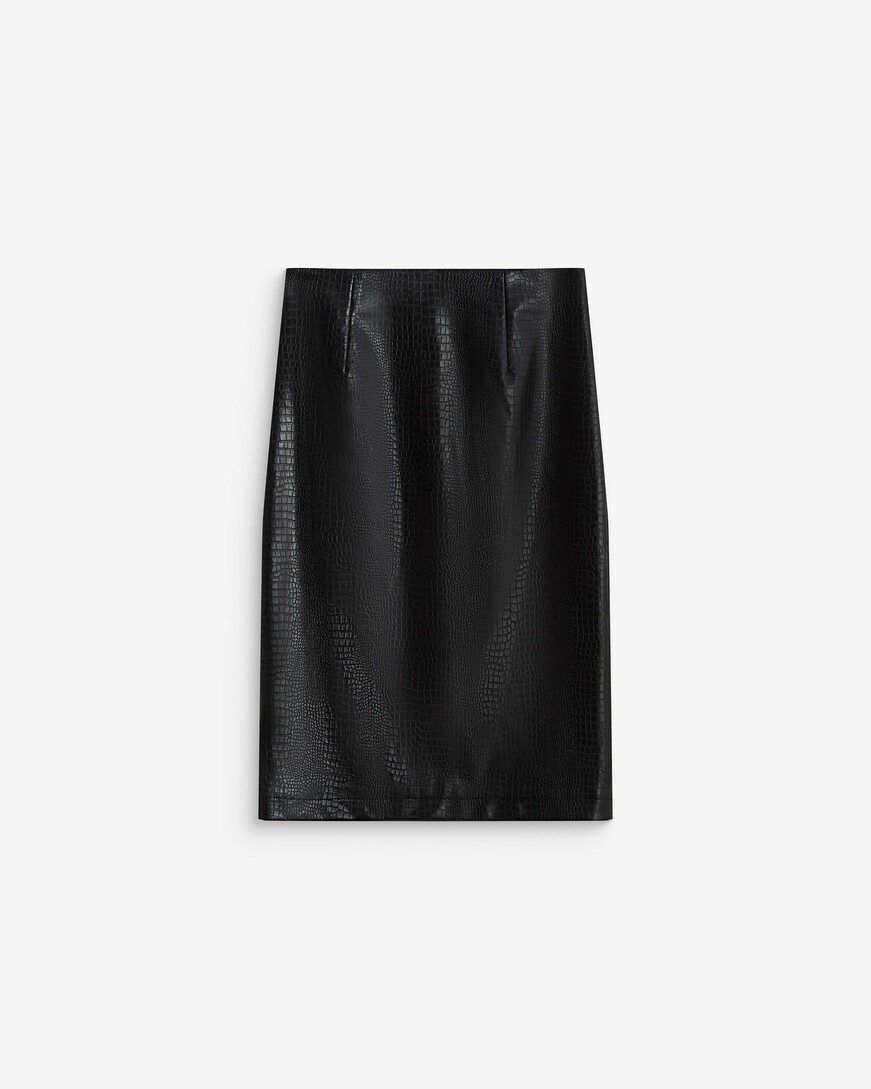 FAUX-LEATHER PENCIL SKIRT PYTHON ACACIA