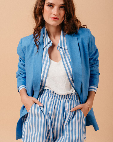 STRIPED BLUE SHORTS (MILO) GRACE&MILA