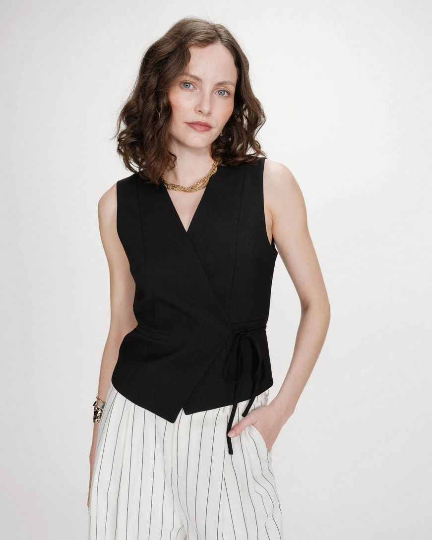 WRAP CARDIGAN NOIR VILMONT