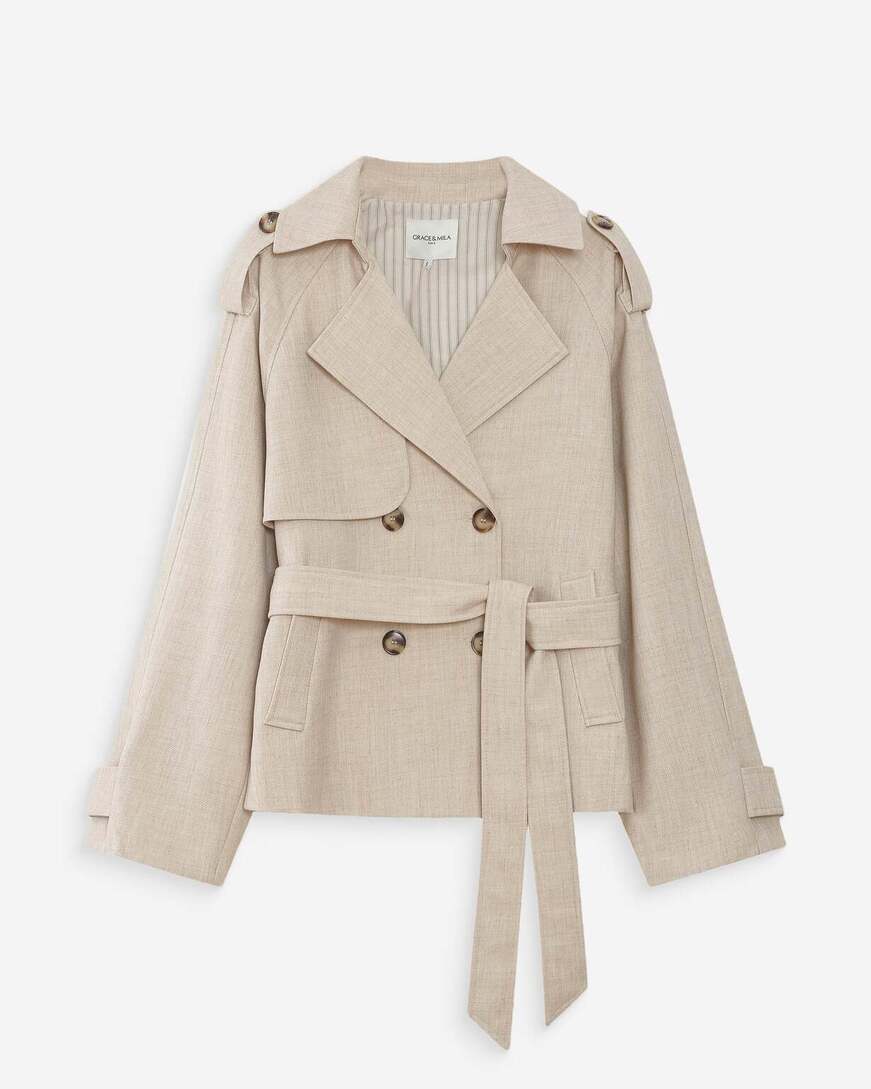 CROPPED BELTED TRENCH COAT VOGUE,M