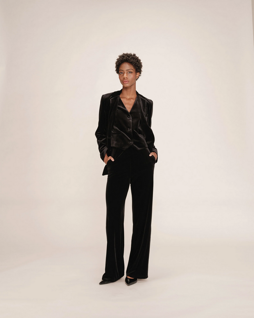 VELVET WAISTCOAT BLACK TOTEM GRACE&MILA,M