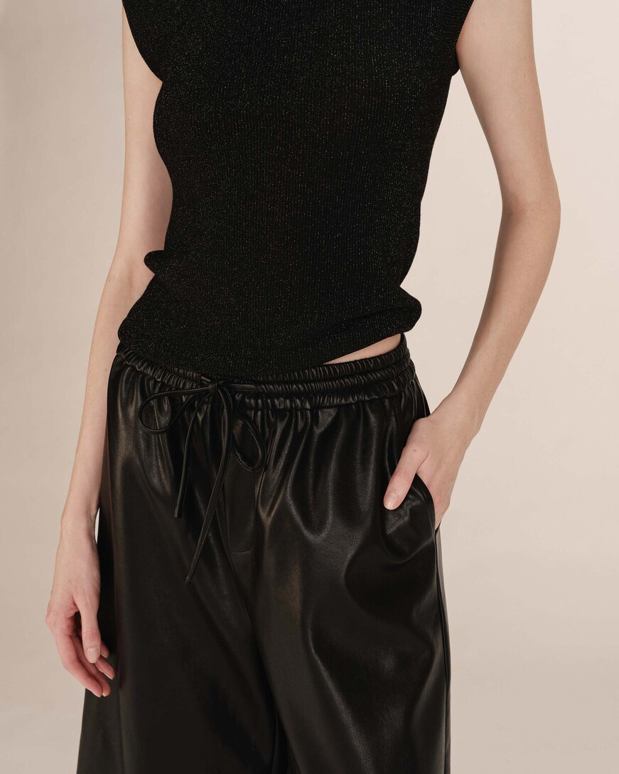 FAUX LEATHER BERMUDA SHORTS BLACK TIAGO GRACE&MILA,L