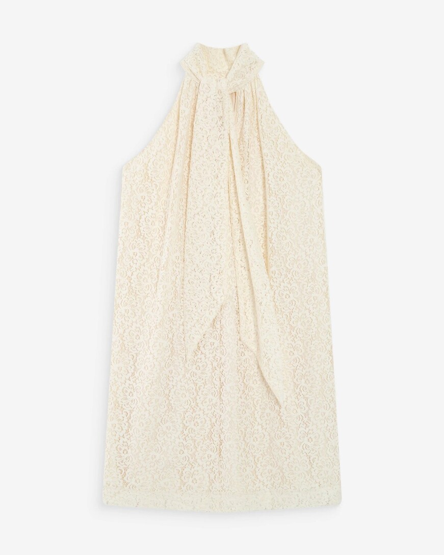 SHORT LACE DRESS ECRU VASARELY