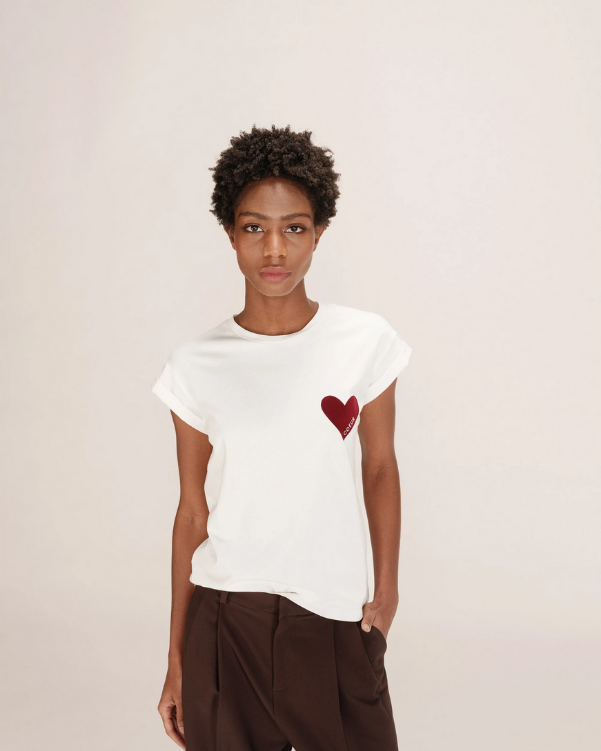 HEART PRINT T-SHIRT BORDEAUX TAKE GRACE&MILA,S
