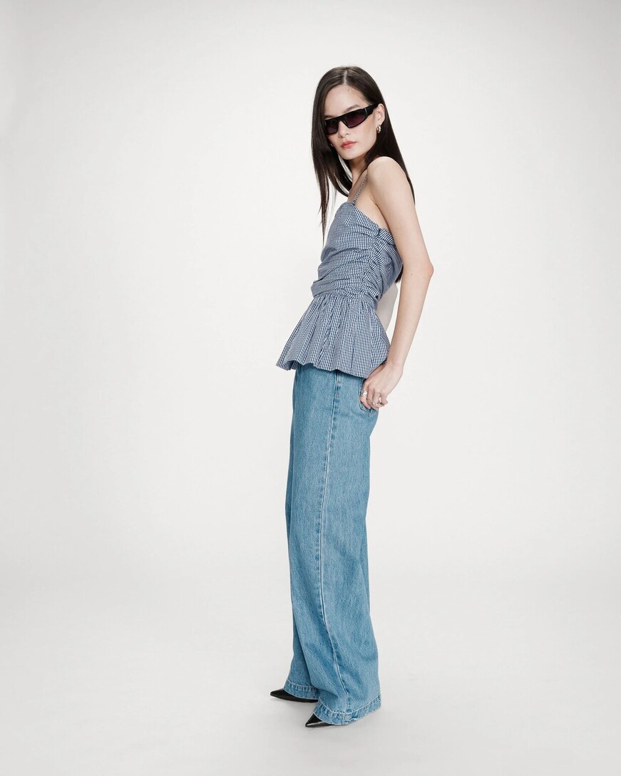 FITTED PEPLUM TOP MARINE VALO