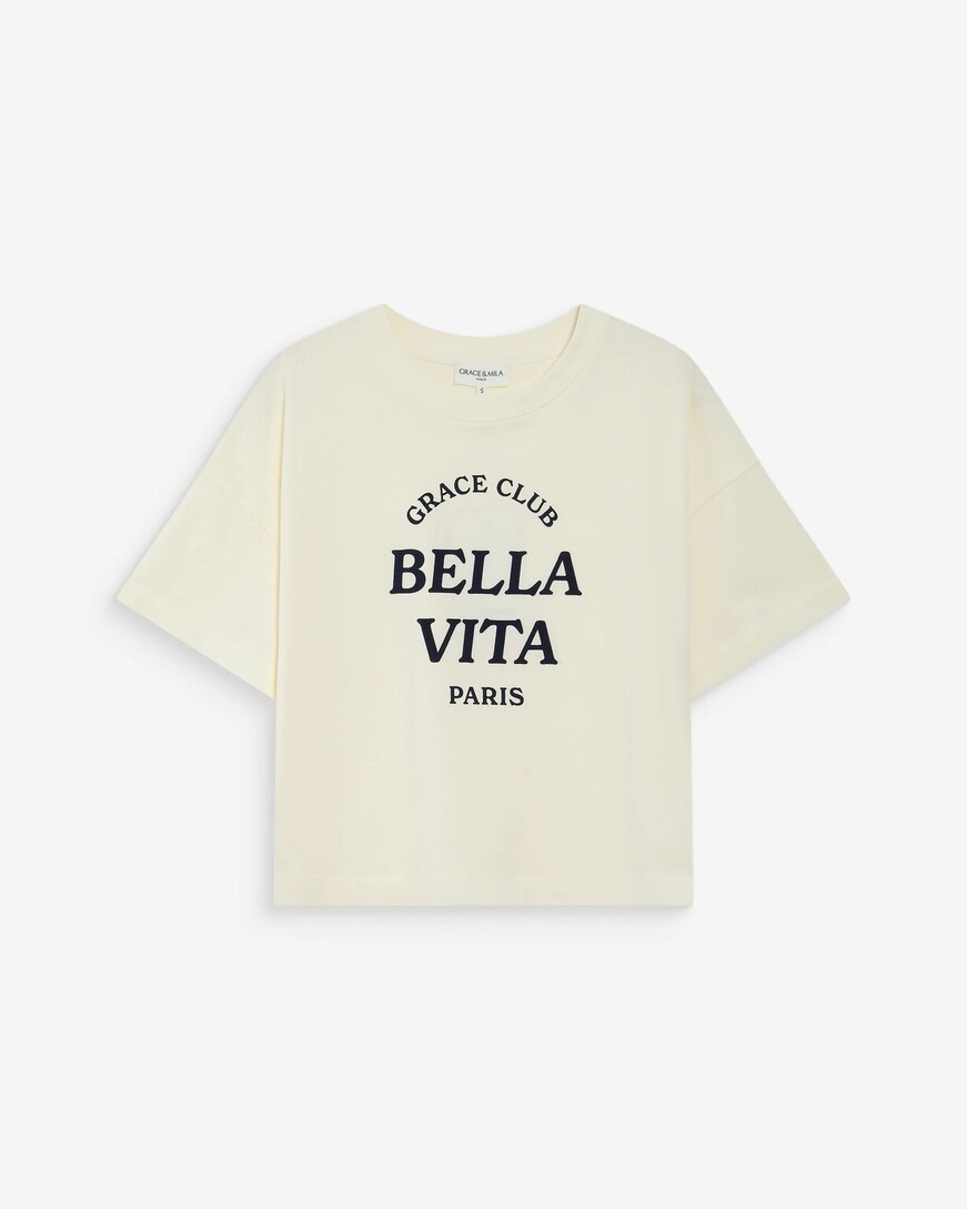 OVERSIZED SLOGAN TOP ECRU VOSS