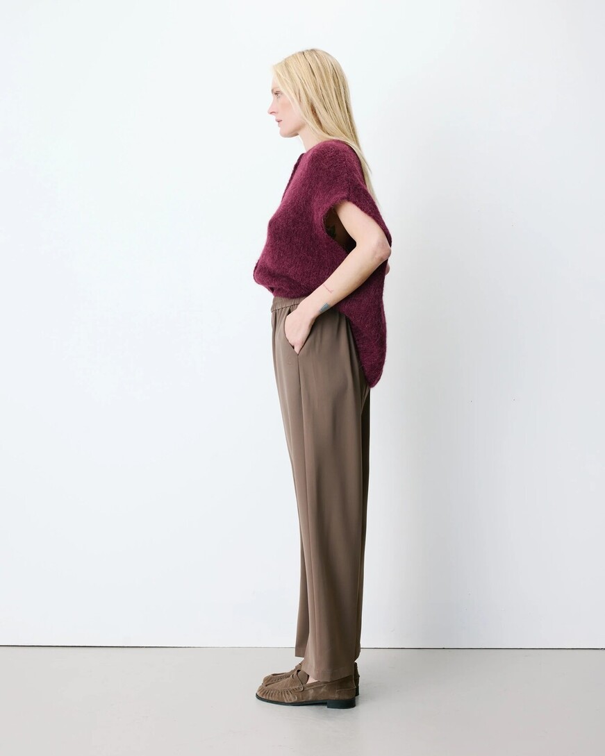 WIDE-LEG FLUID MIDE-RISE WAIST TAUPE NOBLESSE
