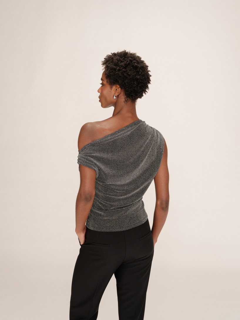 ASYMMETRICAL LUREX TOP ARGENT THAO GRACE&MILA,M